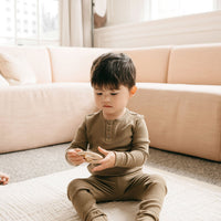 Organic Cotton Modal Long Sleeve Henley - Oak Childrens Top from Jamie Kay Australia