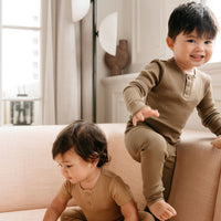 Organic Cotton Modal Long Sleeve Henley - Oak Childrens Top from Jamie Kay Australia