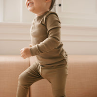 Organic Cotton Modal Long Sleeve Henley - Oak Childrens Top from Jamie Kay Australia