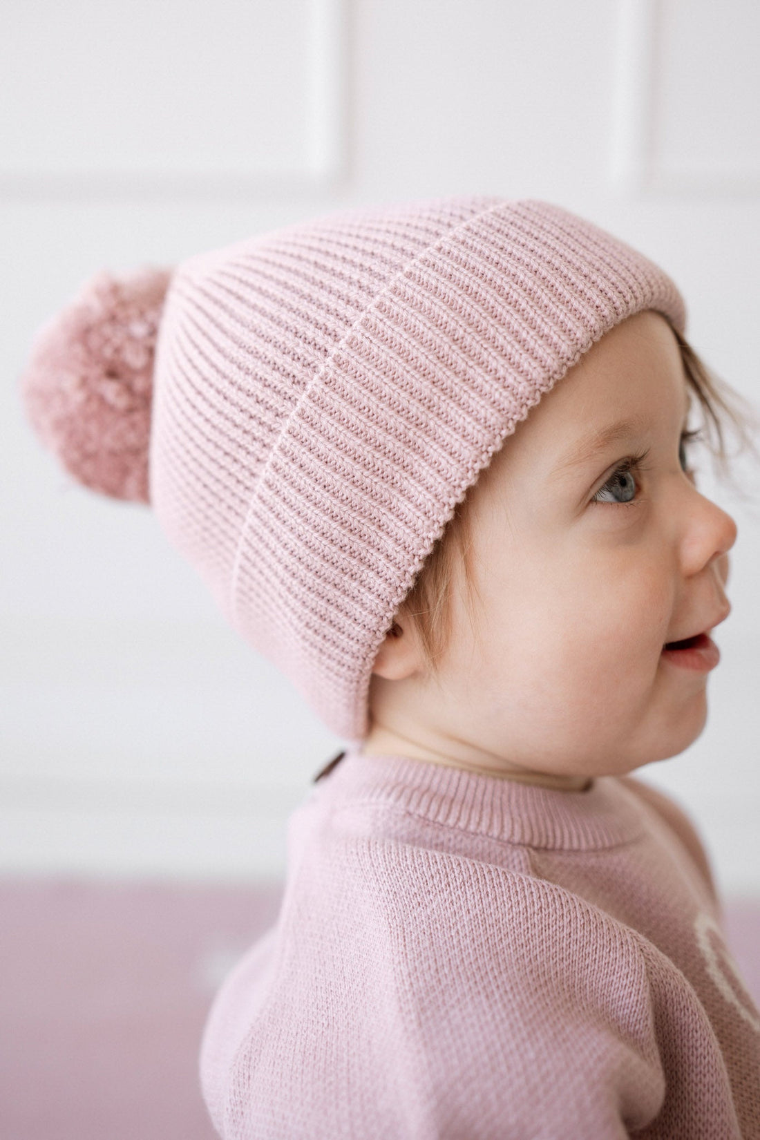 Pom Pom Hat - Powder Pink Childrens Hat from Jamie Kay Australia