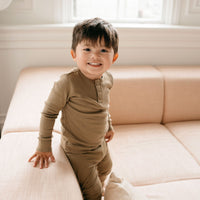 Organic Cotton Modal Long Sleeve Henley - Oak Childrens Top from Jamie Kay Australia