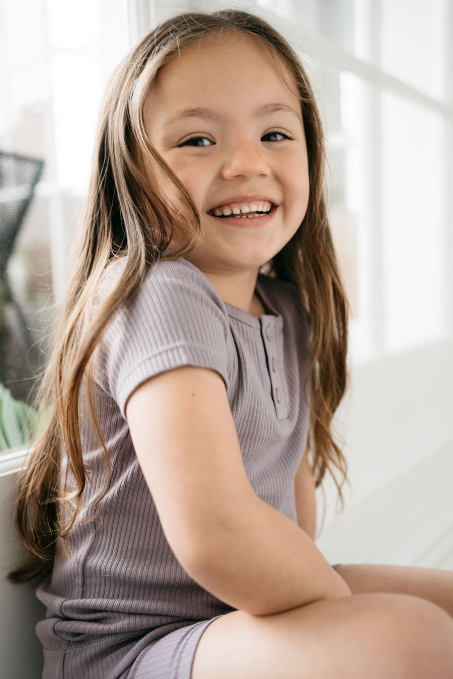 Organic Cotton Modal Henley Tee - Daisy Childrens Top from Jamie Kay Australia