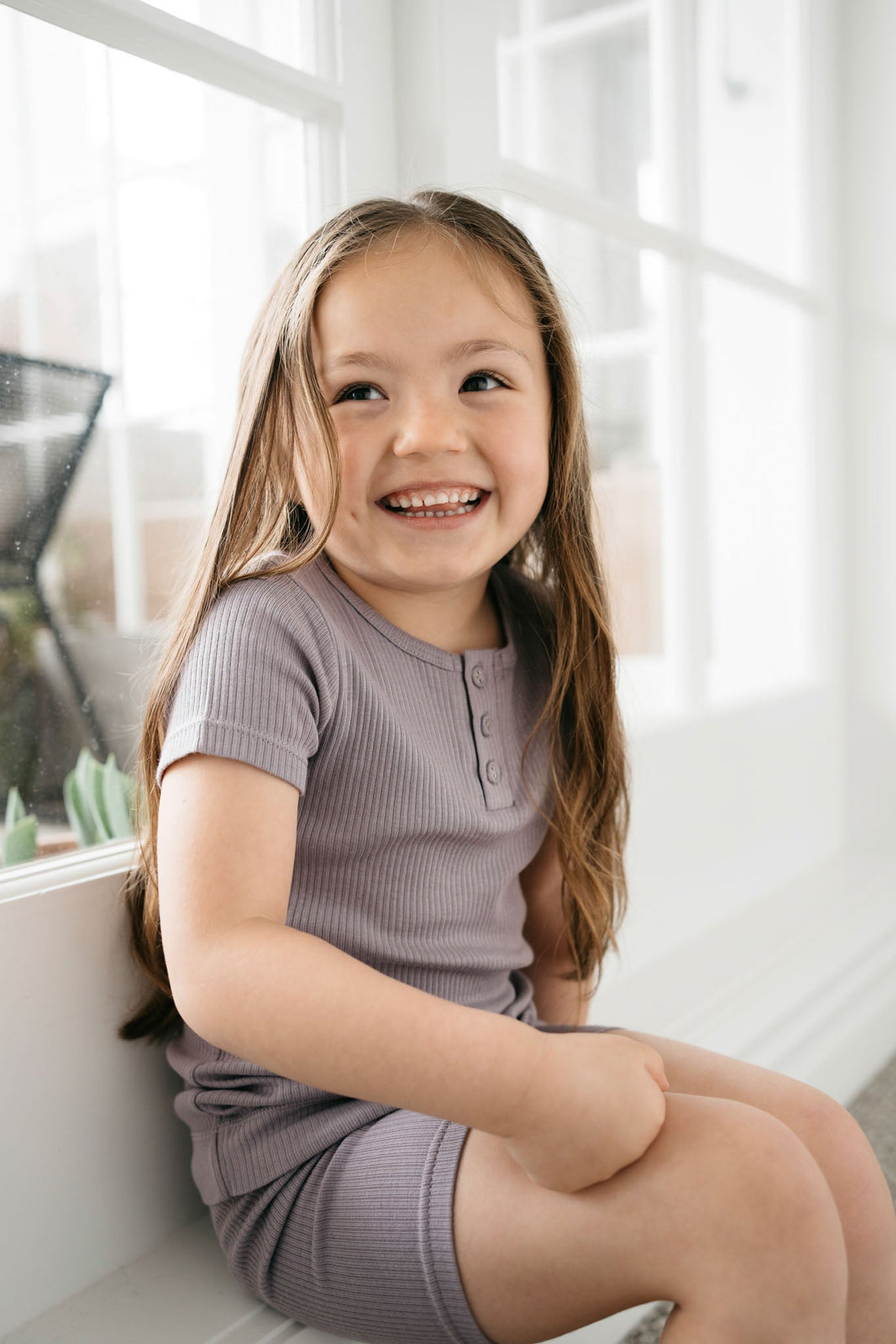 Organic Cotton Modal Henley Tee - Daisy Childrens Top from Jamie Kay Australia