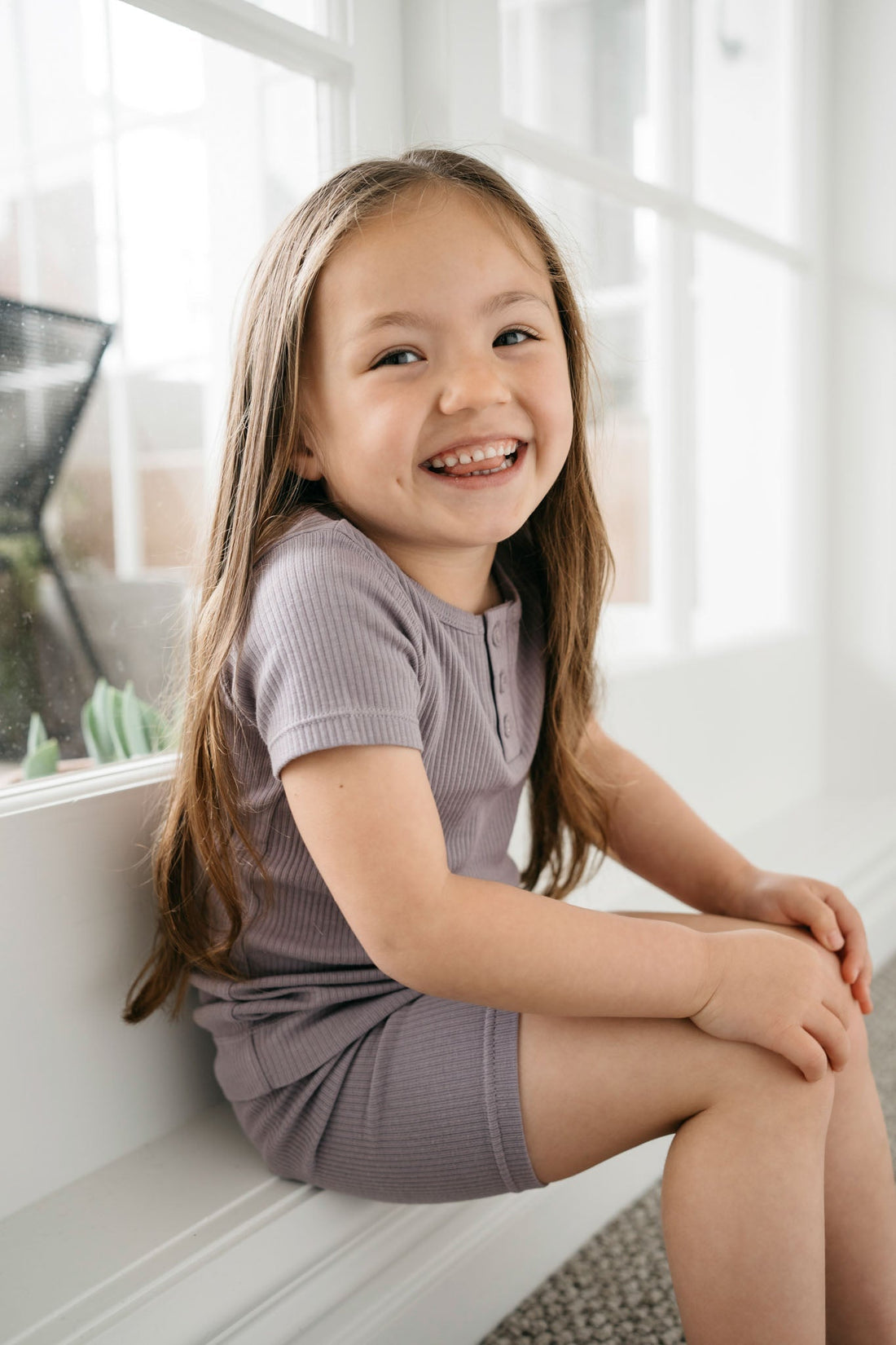 Organic Cotton Modal Henley Tee - Daisy Childrens Top from Jamie Kay Australia