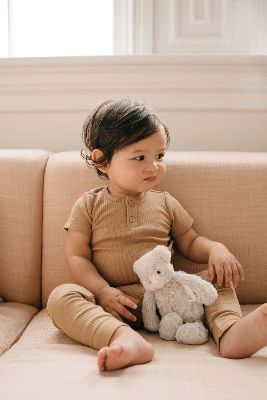 Organic Cotton Modal Darcy Rib Tee Bodysuit - Honeycomb Childrens Bodysuit from Jamie Kay Australia