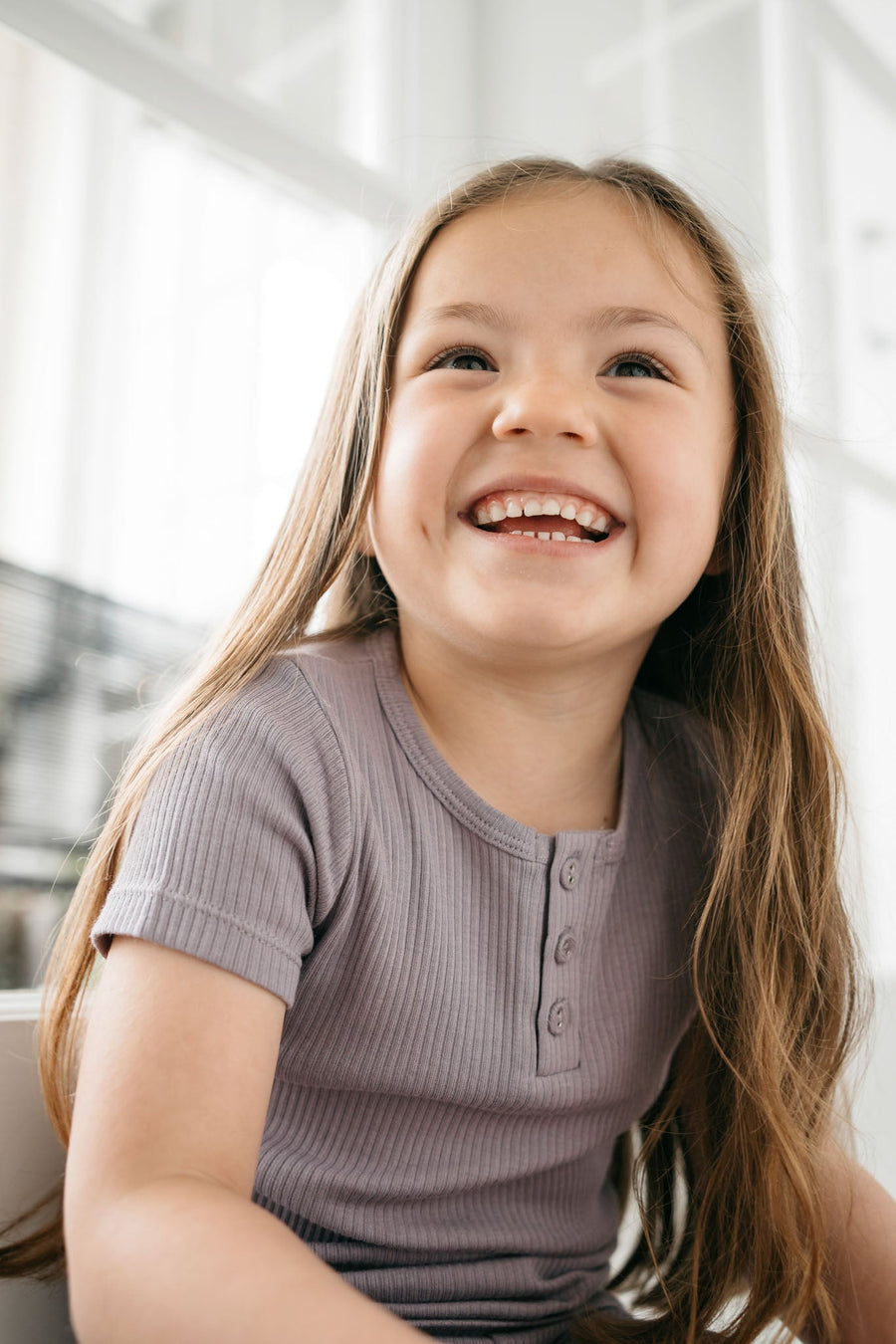 Organic Cotton Modal Henley Tee - Daisy Childrens Top from Jamie Kay Australia