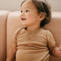 Organic Cotton Modal Darcy Rib Tee Bodysuit - Honeycomb Childrens Bodysuit from Jamie Kay Australia