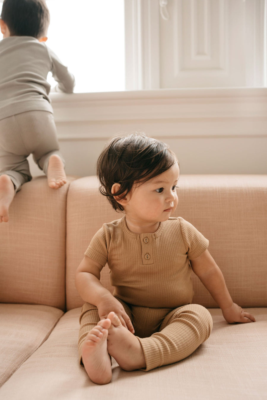 Organic Cotton Modal Darcy Rib Tee Bodysuit - Honeycomb Childrens Bodysuit from Jamie Kay Australia