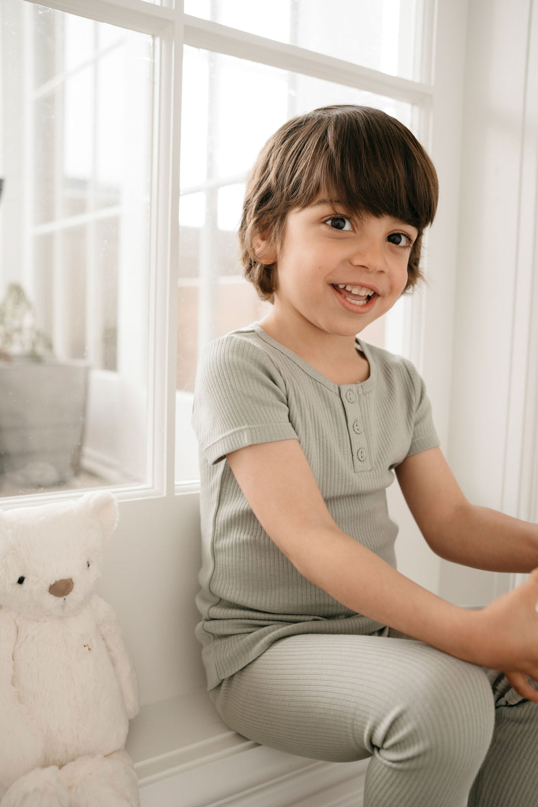 Organic Cotton Modal Henley Tee - Willow Childrens Top from Jamie Kay Australia