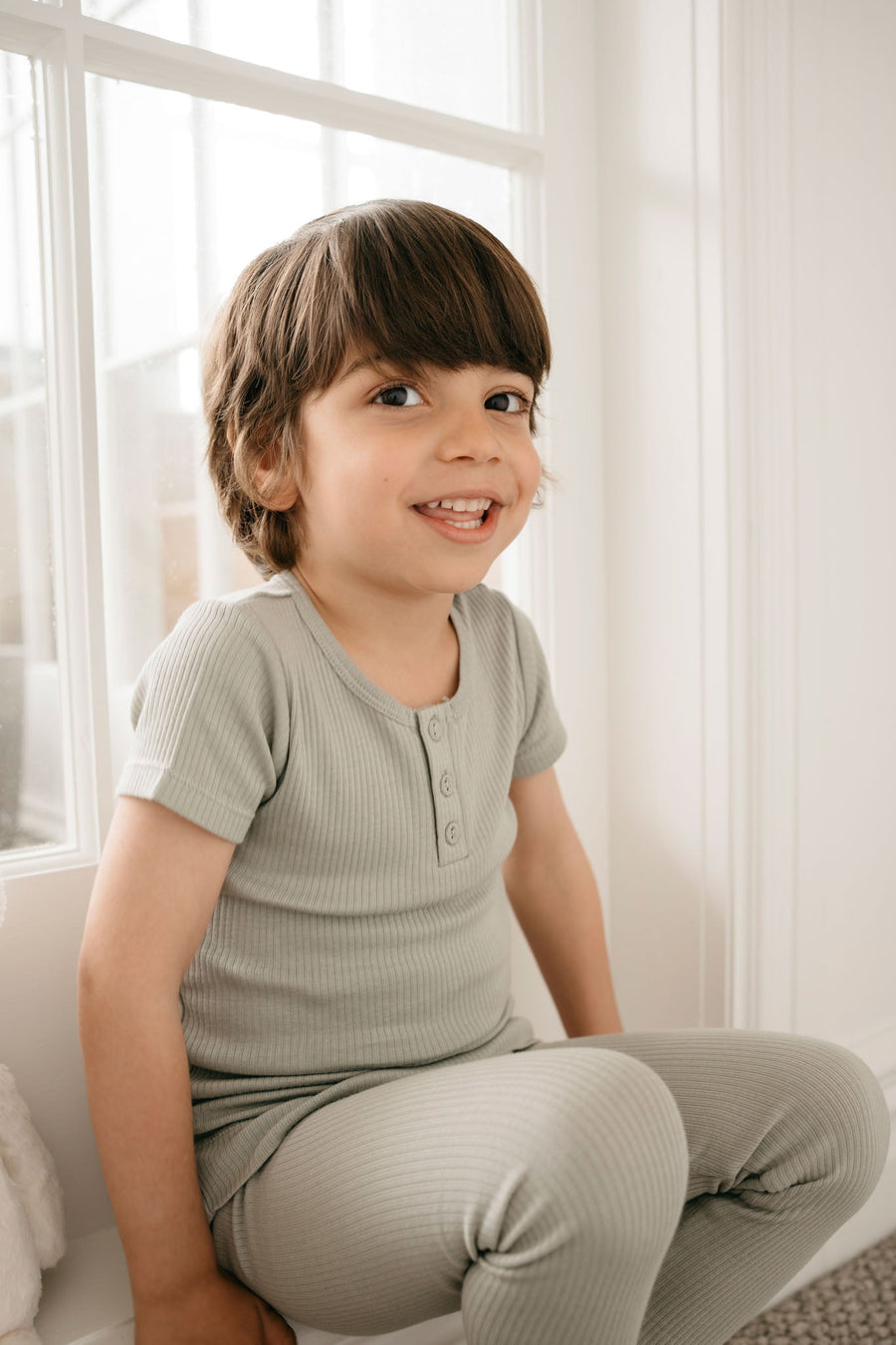 Organic Cotton Modal Henley Tee - Willow Childrens Top from Jamie Kay Australia