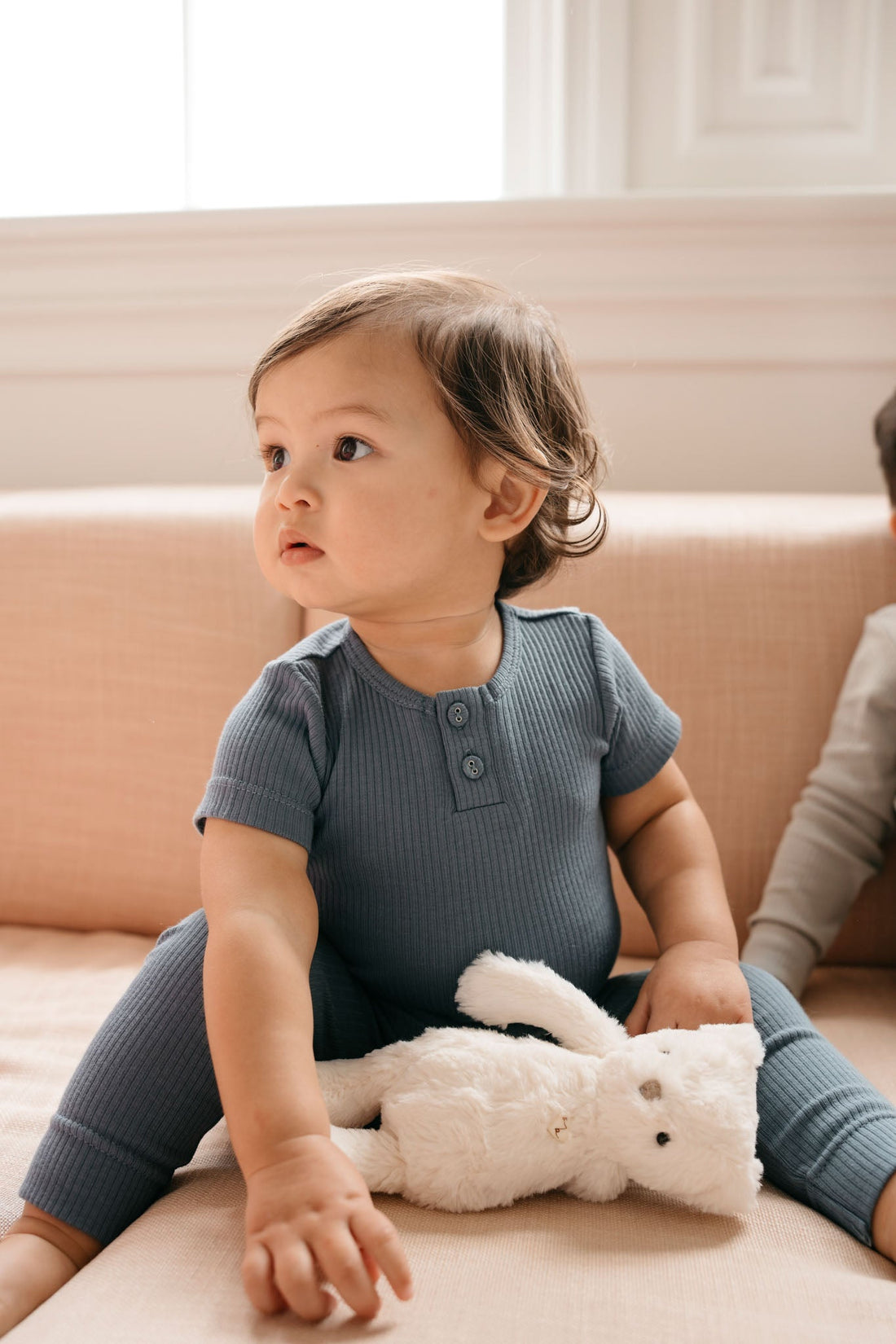 Organic Cotton Modal Darcy Rib Tee Bodysuit - Stormy Night Childrens Bodysuit from Jamie Kay Australia