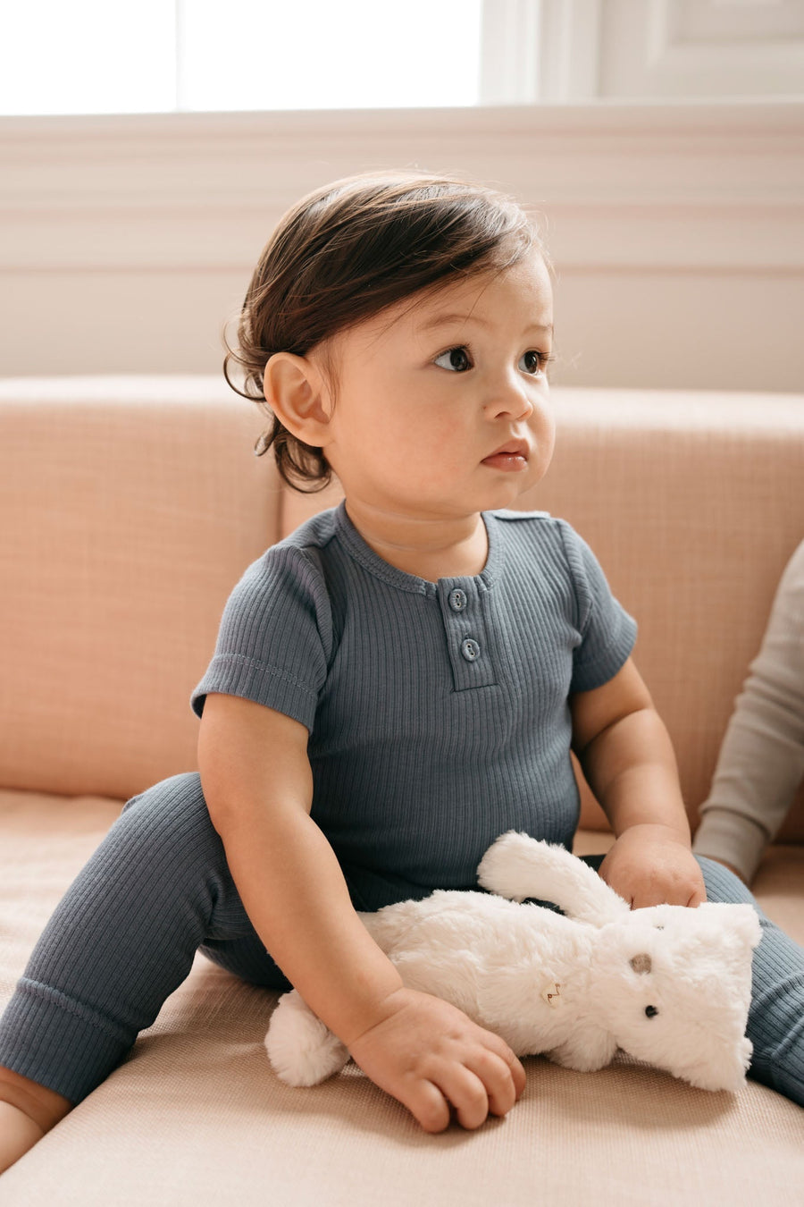 Organic Cotton Modal Darcy Rib Tee Bodysuit - Stormy Night Childrens Bodysuit from Jamie Kay Australia