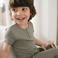 Organic Cotton Modal Henley Tee - Dill Childrens Top from Jamie Kay Australia