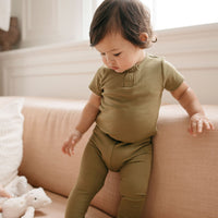 Organic Cotton Modal Darcy Rib Tee Bodysuit - Herb Childrens Bodysuit from Jamie Kay Australia