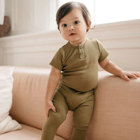 Organic Cotton Modal Darcy Rib Tee Bodysuit - Herb Childrens Bodysuit from Jamie Kay Australia