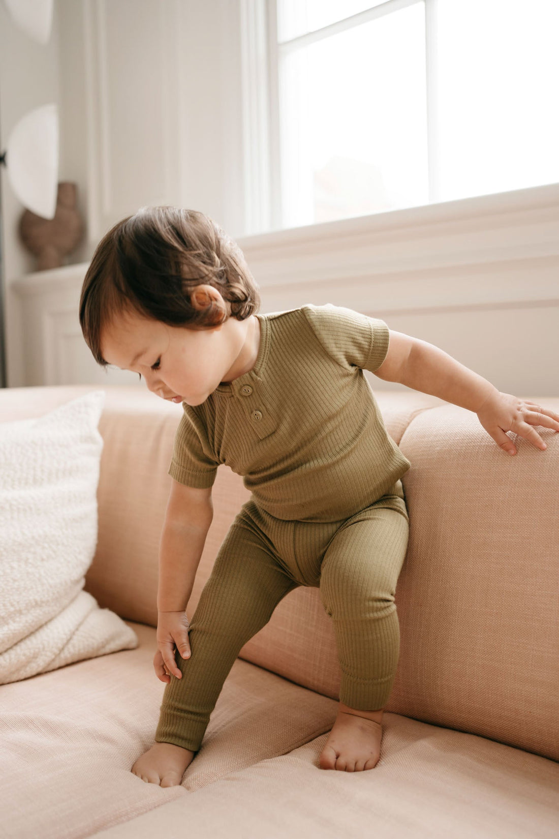 Organic Cotton Modal Darcy Rib Tee Bodysuit - Herb Childrens Bodysuit from Jamie Kay Australia