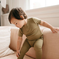 Organic Cotton Modal Darcy Rib Tee Bodysuit - Herb Childrens Bodysuit from Jamie Kay Australia