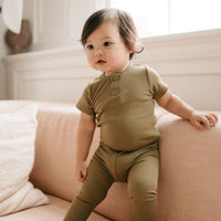 Organic Cotton Modal Darcy Rib Tee Bodysuit - Herb Childrens Bodysuit from Jamie Kay Australia