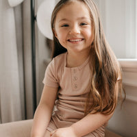 Organic Cotton Modal Henley Tee - Dusky Rose Childrens Top from Jamie Kay Australia