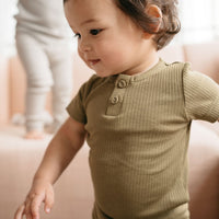 Organic Cotton Modal Darcy Rib Tee Bodysuit - Herb Childrens Bodysuit from Jamie Kay Australia