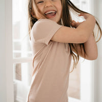 Organic Cotton Modal Henley Tee - Dusky Rose Childrens Top from Jamie Kay Australia