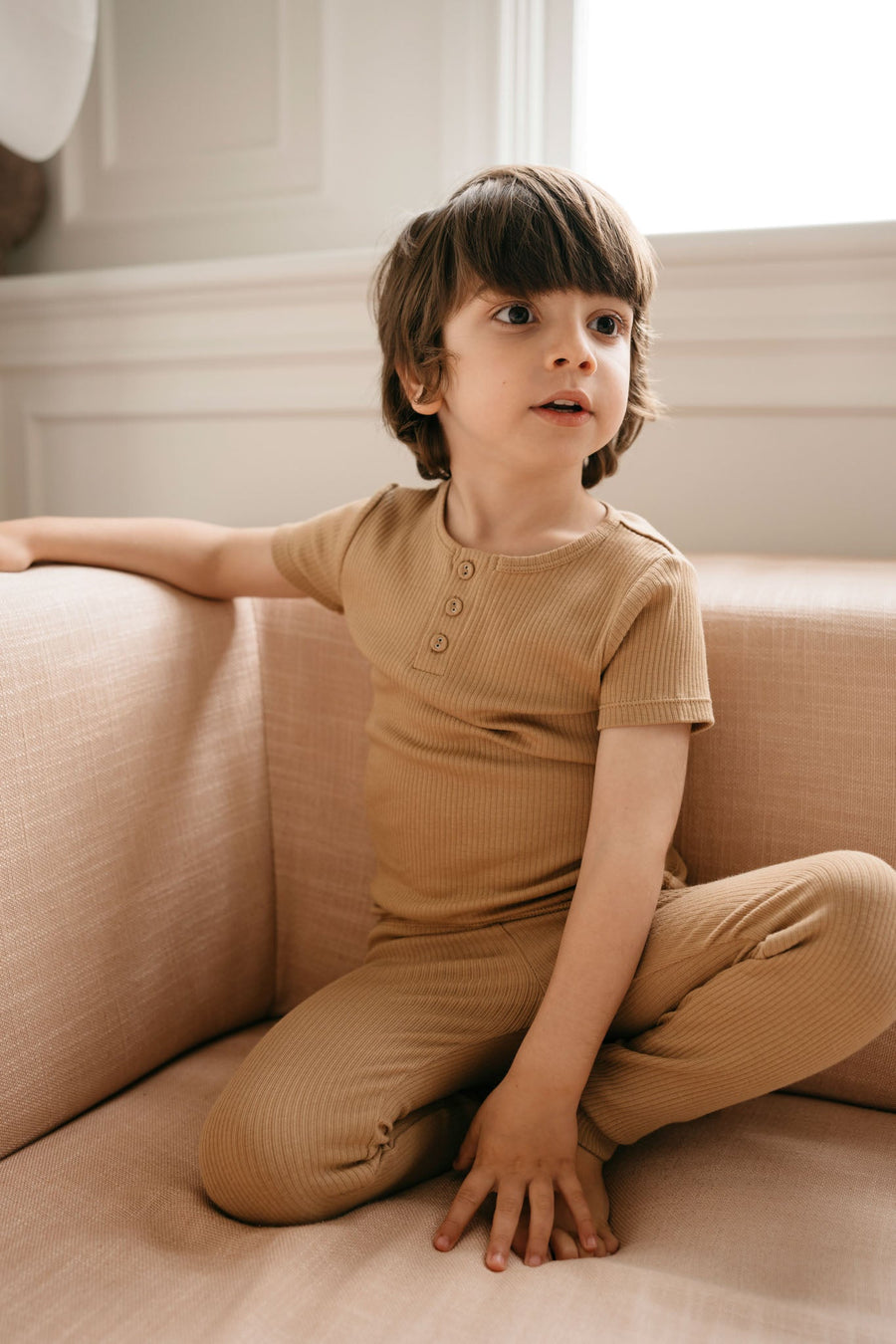 Organic Cotton Modal Henley Tee - Honeycomb Childrens Top from Jamie Kay Australia