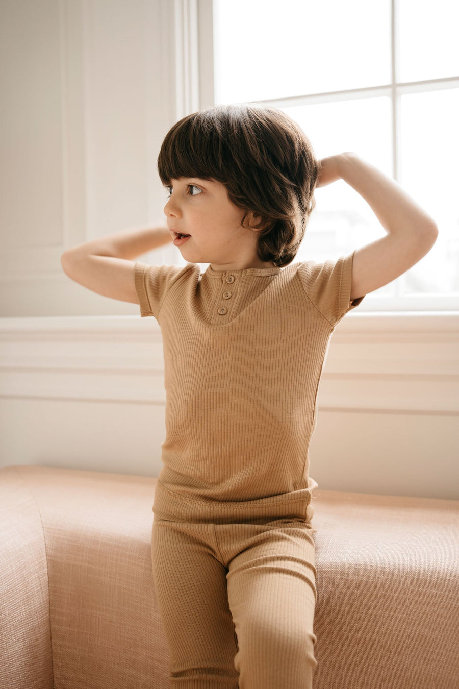 Organic Cotton Modal Henley Tee - Honeycomb Childrens Top from Jamie Kay Australia