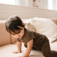 Organic Cotton Modal Darcy Rib Tee Bodysuit - Cocoa Childrens Bodysuit from Jamie Kay Australia