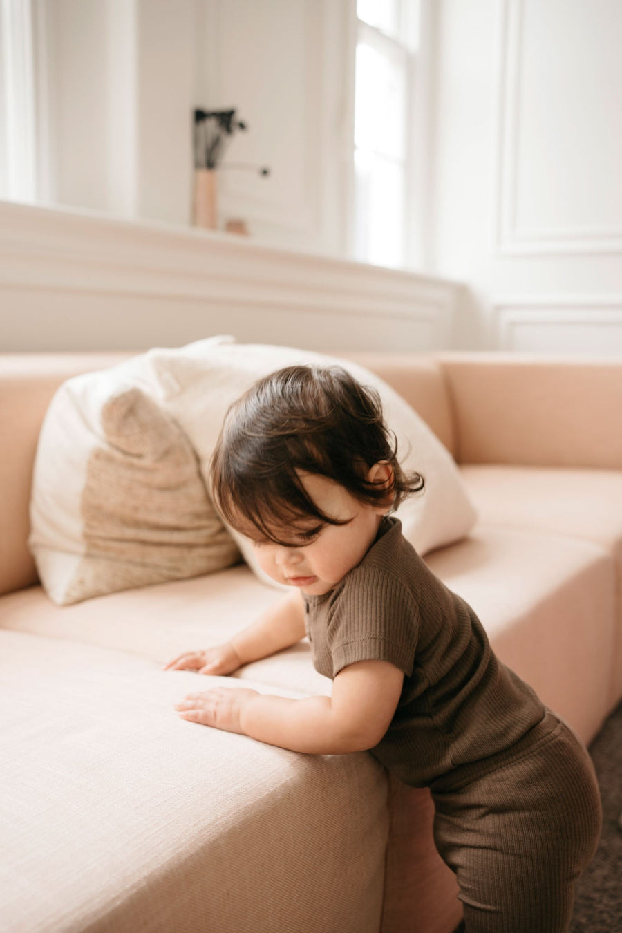 Organic Cotton Modal Darcy Rib Tee Bodysuit - Cocoa Childrens Bodysuit from Jamie Kay Australia