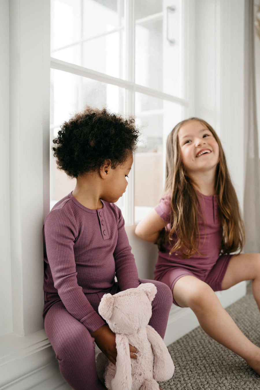 Organic Cotton Modal Henley Tee - Grape Childrens Top from Jamie Kay Australia