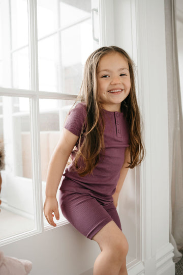 Organic Cotton Modal Henley Tee - Grape Childrens Top from Jamie Kay Australia