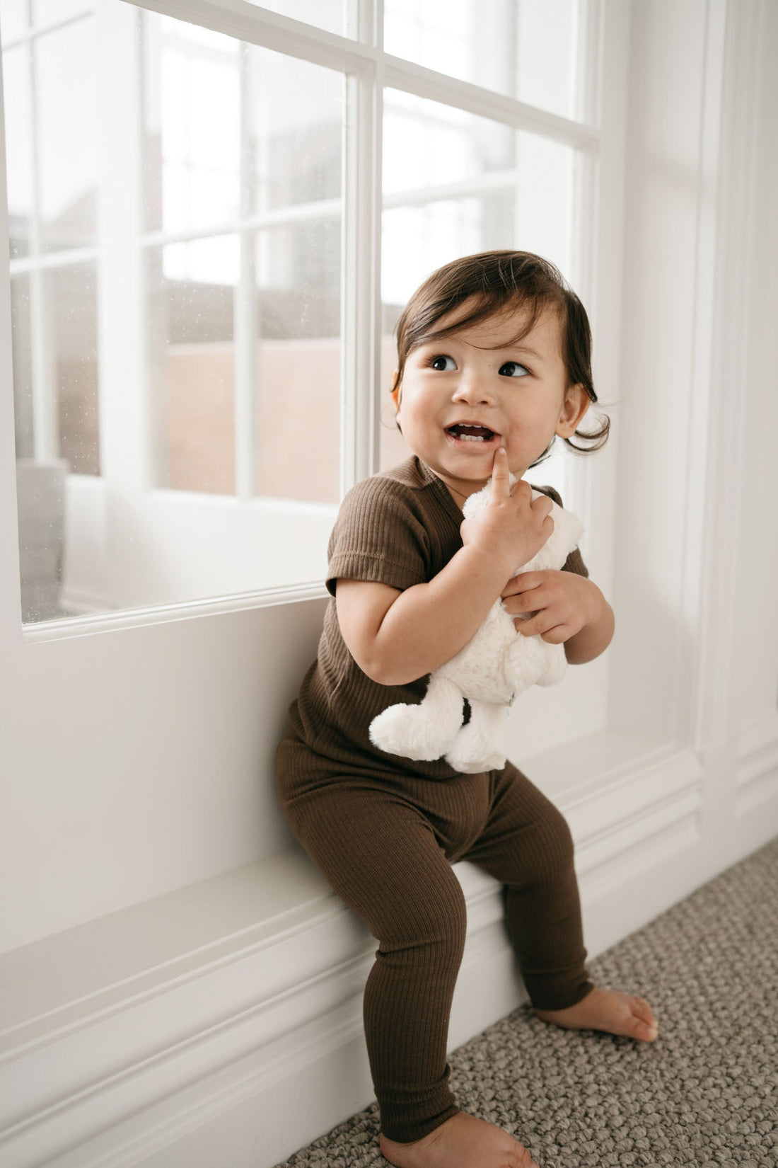 Organic Cotton Modal Darcy Rib Tee Bodysuit - Cocoa Childrens Bodysuit from Jamie Kay Australia