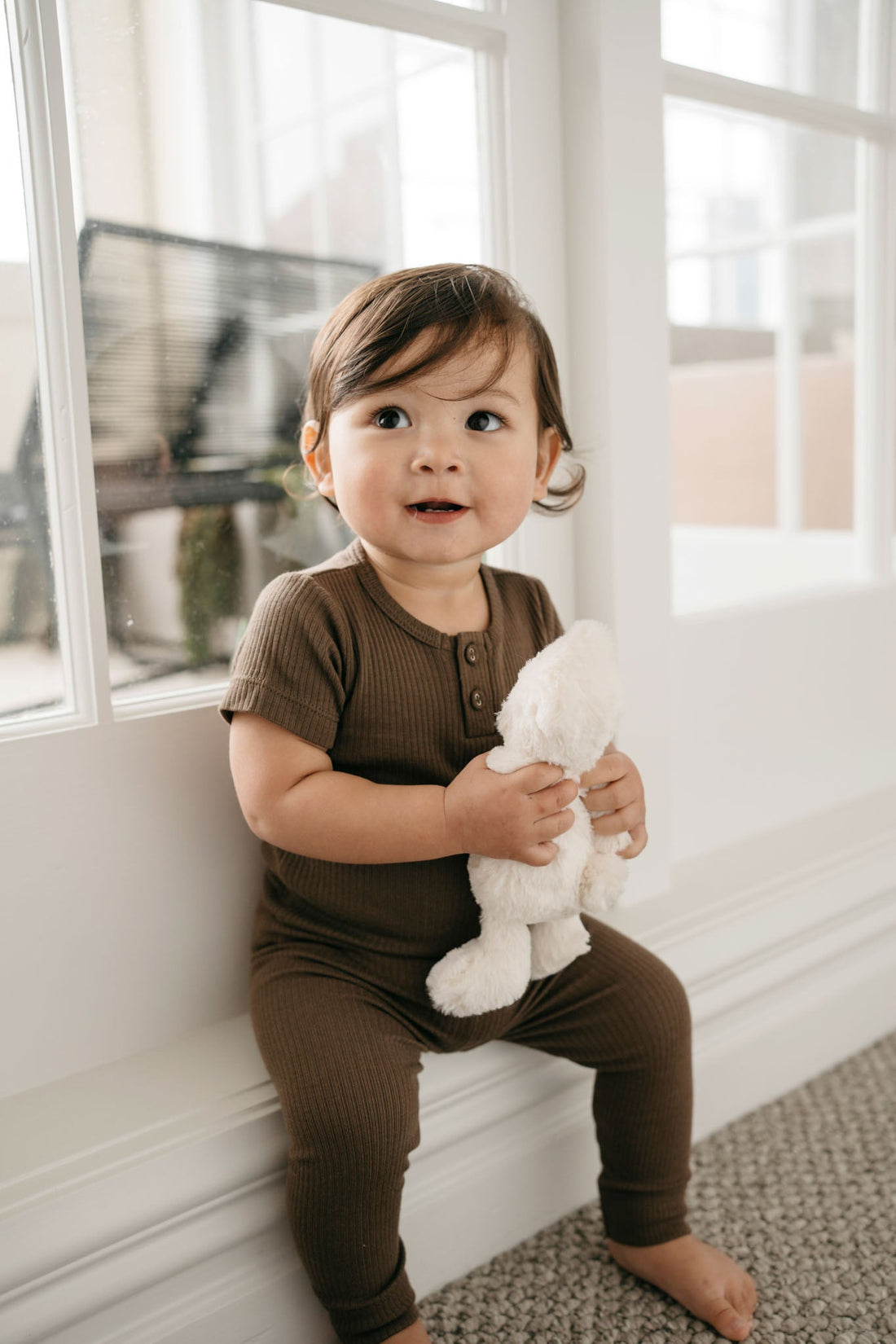 Organic Cotton Modal Darcy Rib Tee Bodysuit - Cocoa Childrens Bodysuit from Jamie Kay Australia