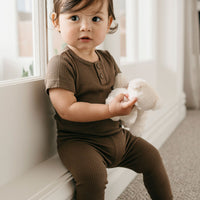 Organic Cotton Modal Darcy Rib Tee Bodysuit - Cocoa Childrens Bodysuit from Jamie Kay Australia