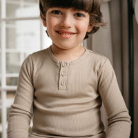 Organic Cotton Modal Long Sleeve Henley - Rye Childrens Top from Jamie Kay Australia