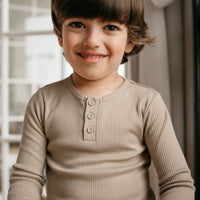 Organic Cotton Modal Long Sleeve Henley - Rye Childrens Top from Jamie Kay Australia