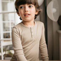 Organic Cotton Modal Long Sleeve Henley - Rye Childrens Top from Jamie Kay Australia