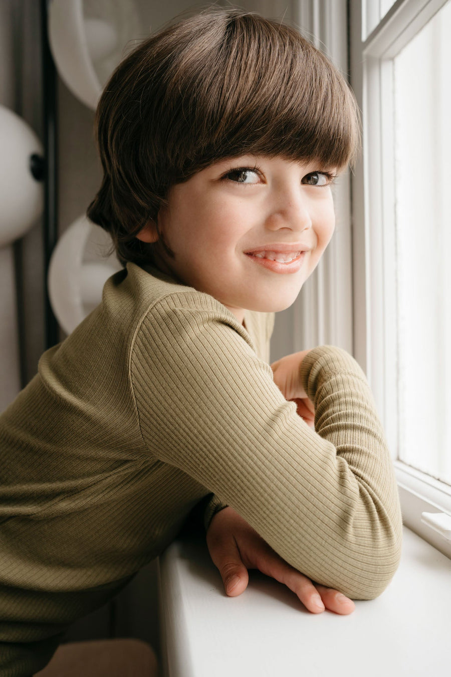 Organic Cotton Modal Long Sleeve Henley - Herb Childrens Top from Jamie Kay Australia