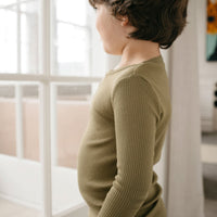 Organic Cotton Modal Long Sleeve Henley - Herb Childrens Top from Jamie Kay Australia