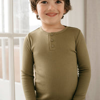 Organic Cotton Modal Long Sleeve Henley - Herb Childrens Top from Jamie Kay Australia