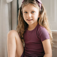 Organic Cotton Modal Henley Tee - Elderberry Childrens Top from Jamie Kay Australia