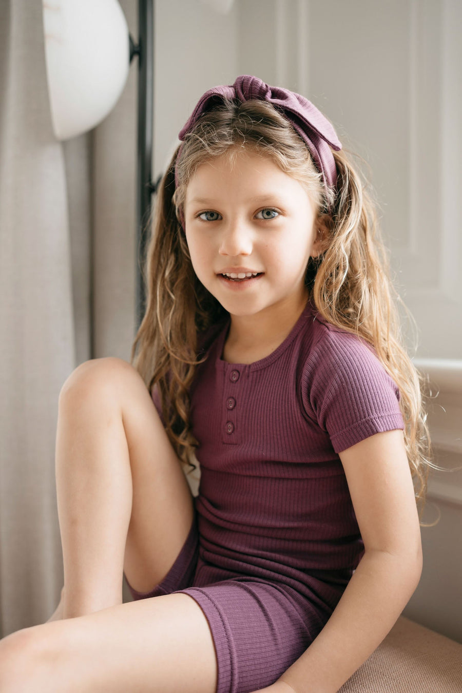 Organic Cotton Modal Henley Tee - Elderberry Childrens Top from Jamie Kay Australia