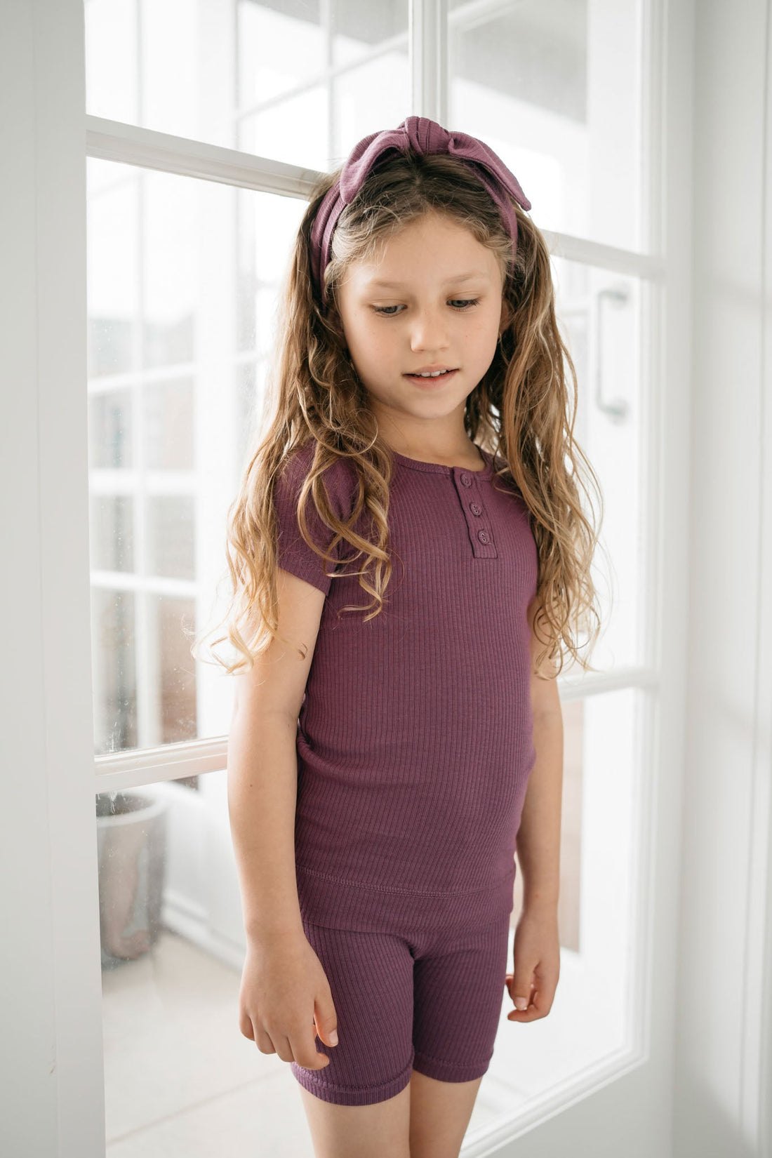 Organic Cotton Modal Henley Tee - Elderberry Childrens Top from Jamie Kay Australia