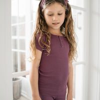 Organic Cotton Modal Henley Tee - Elderberry Childrens Top from Jamie Kay Australia