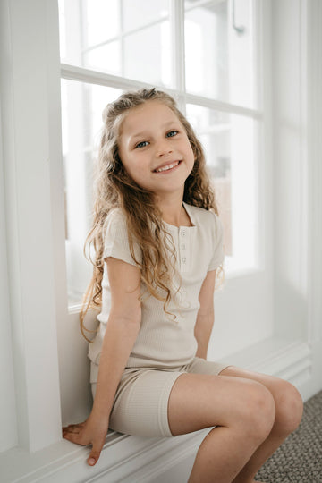 Organic Cotton Modal Henley Tee - Beech Childrens Top from Jamie Kay Australia