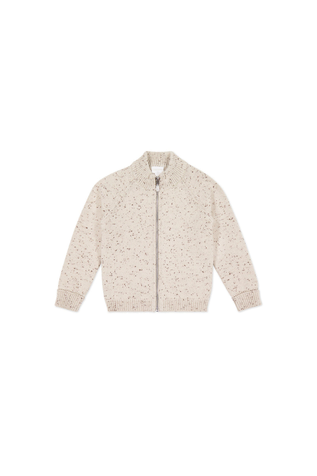 Dean Knit Zip Jacket - Oatmeal Shitake Dot Childrens Jacket from Jamie Kay Australia