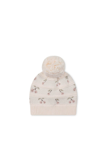 Delilah Knitted Hat - Cherry Love Blush Childrens Hat from Jamie Kay Australia