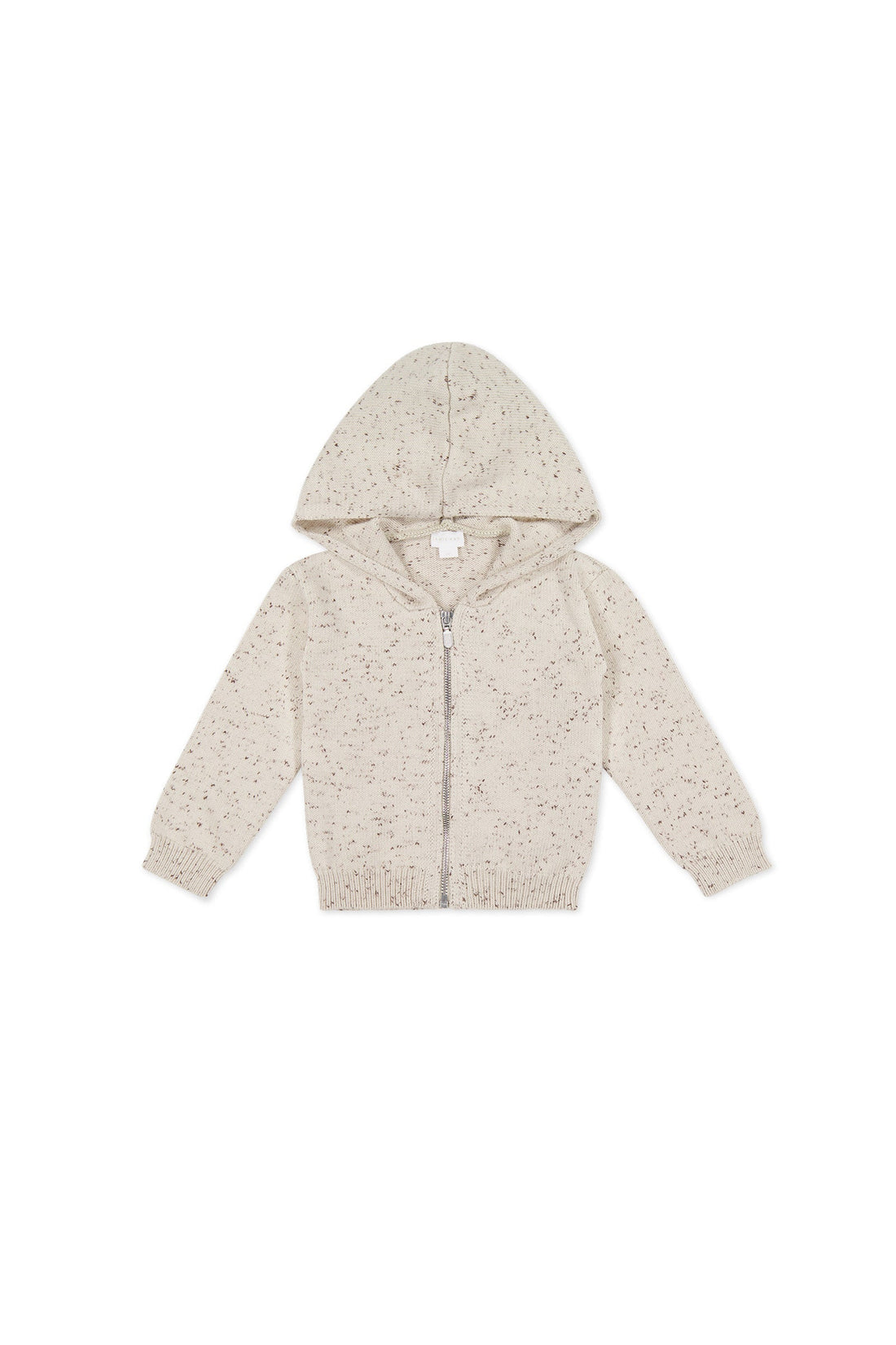 Dillon Knit Zip Hoodie - Oatmeal Shitake Dot Childrens Jacket from Jamie Kay Australia