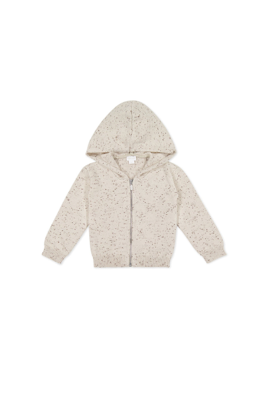 Dillon Knit Zip Hoodie - Oatmeal Shitake Dot Childrens Jacket from Jamie Kay Australia