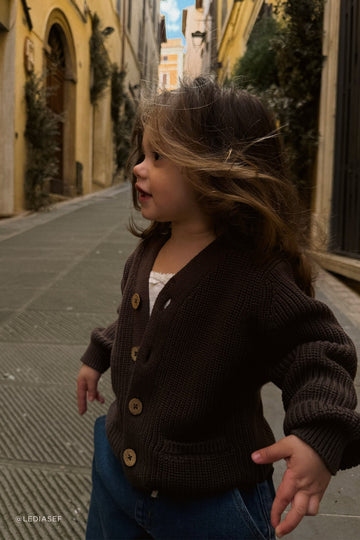 Edwin Knit Cardigan - Dark Coffee Childrens Cardigan from Jamie Kay Australia